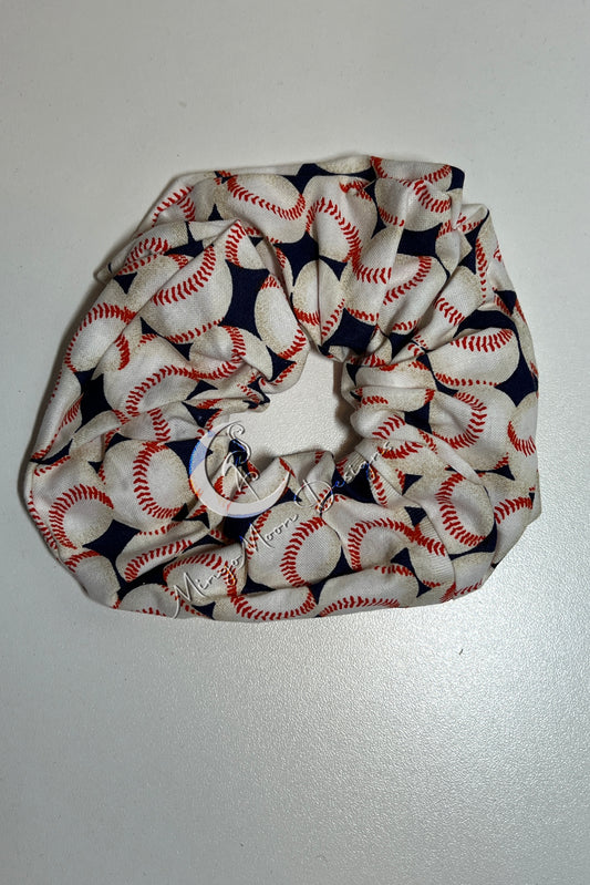 Blue fabric with baseballs