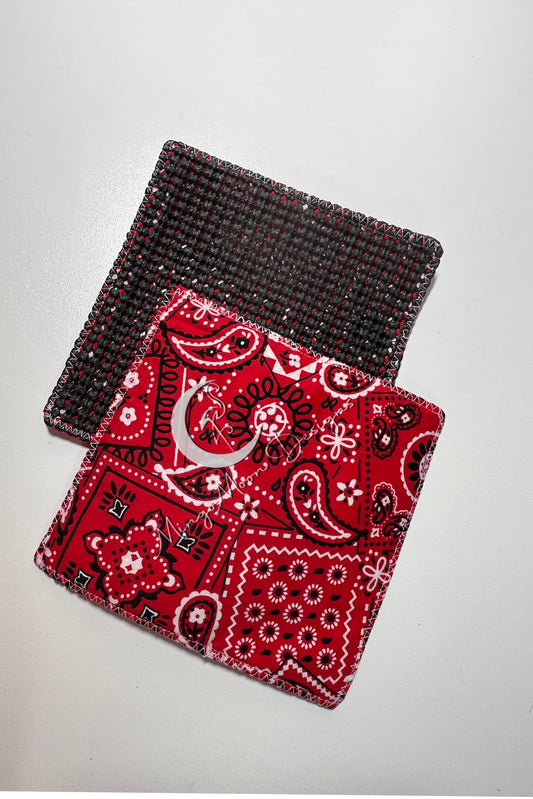 red bandana fabric with a slip grip back jar opener