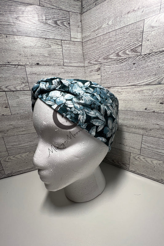 Teal on teal with floral  twisted head band